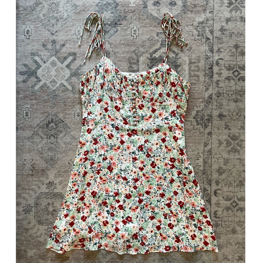 William B Floral Dress With Spaghetti Strap Ties